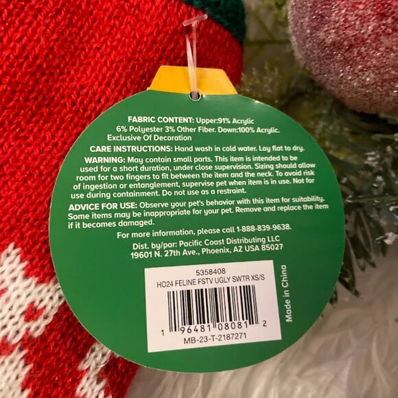 Adorable Christmas Sweater for Cats!  Size XS/S   NWT - Picture 6 of 7